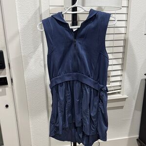 Anthropologie Navy Sleeveless Hooded Romper